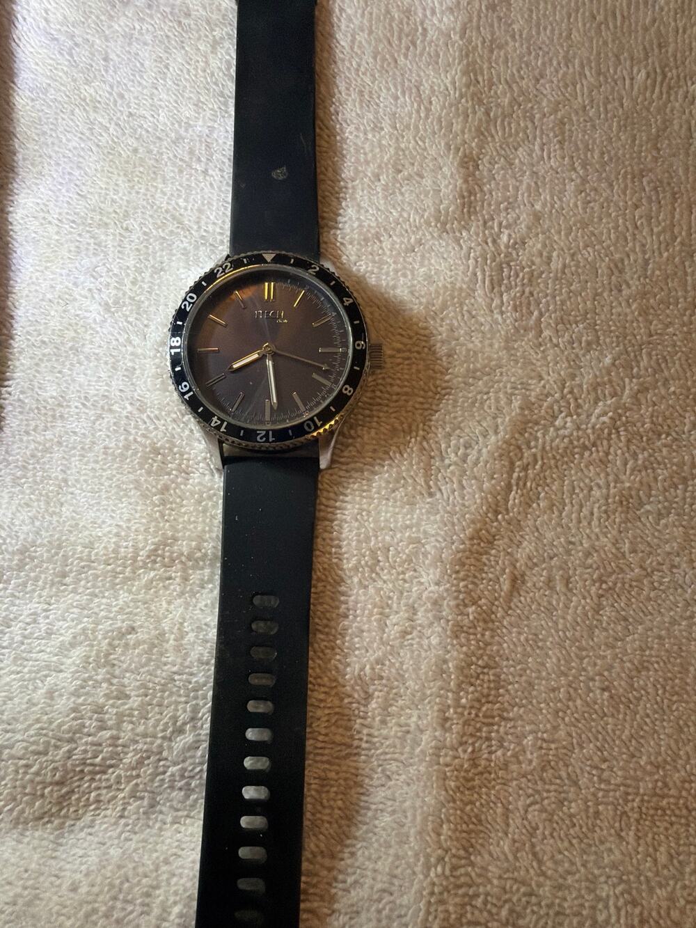 iTECH Duo 3673 Men's Black Dial Wristwatch 24 Hour Bezel Stainless Steel Back